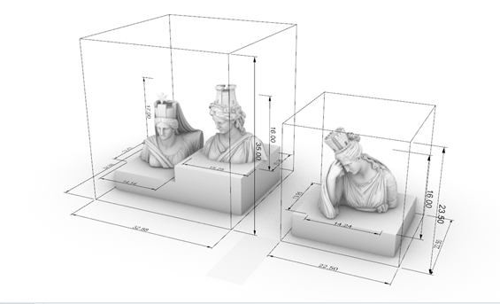 Rhino render of the exhibit cases for the companion prints